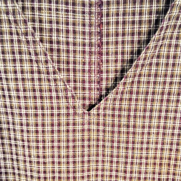 Women's JLNY Maxi Large Cottagecore Prairie Brown Plaid Pinafore Dress - Picture 6 of 8